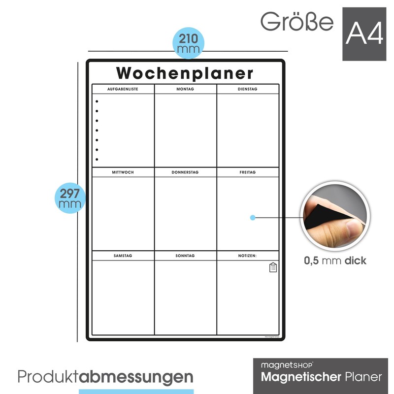 Der Magnet Shop Magnetic Weekly Planner (30 x 21 cm
