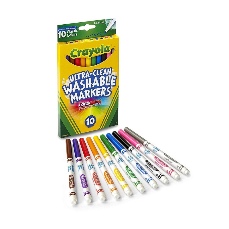 Crayola Ultra-Clean Fine Line Markers -Classic Colors 10/Pkg