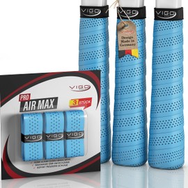 VIGO SPORTS - Pro Airmax [Set of 3] Overgrip Tennis Racket Grip Tape with Anti Sweat Technology Thanks to Special Perforation - Tennis Grip Tape for Optimal Racket Control with Easy Assembly
