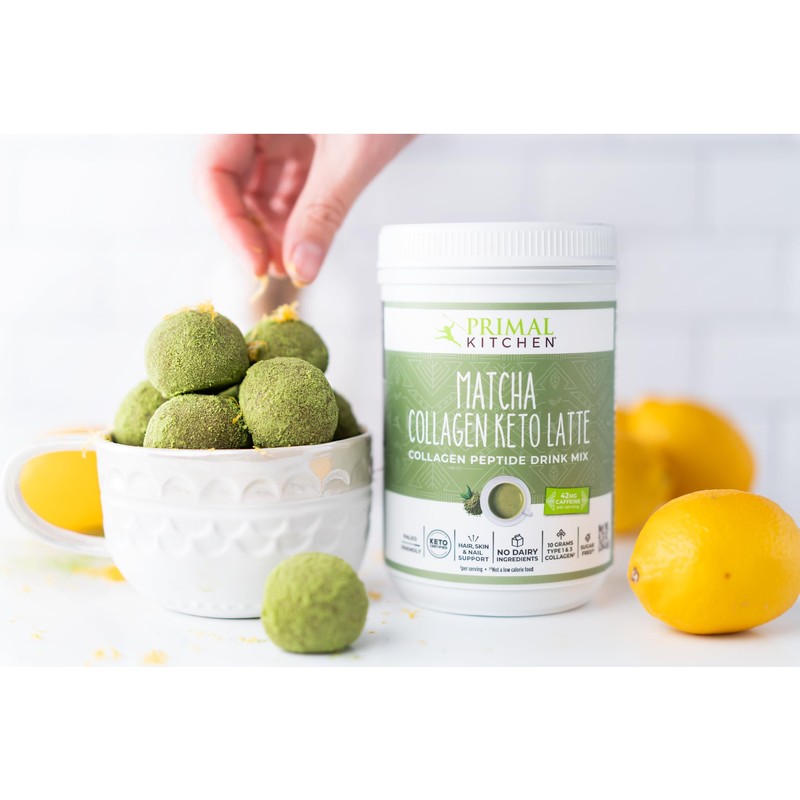 Primal Kitchen Matcha Collagen Keto Latte Powder, Sugar-Free Collagen Peptides,