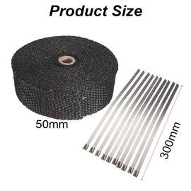 Heat Protection Tape, Heat Protection Tape, Exhaust Tape, Manifold Tape, Heat Protection Tape, Basalt Fibre, Heat Protection Exhaust Bandage 5 m, for Exhaust Manifolds of Motorcycles, with 10 Pieces