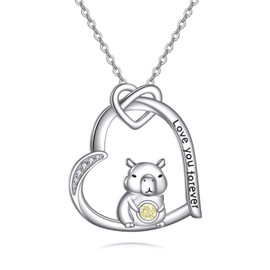 CUPENDA Capybara Necklace S925 Sterling Silver Cute Capybara Pendant Jewellery Gift for Women Mother and Daughter Animal Lovers