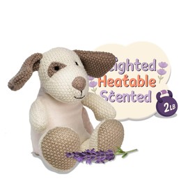 WILD BABY Weighted Stuffed Animals - Microwavable Dog Plush Toy with Calming Lavender - Soft, Cuddly, Heatable Plush for Comfort & Warmth - Gift Ready Cuddles for Kids, Adults & Toddlers