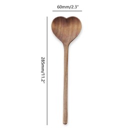 1 Pack Wooden Heart Shaped Spoon Long Handle Wood Kitchen Utensils for Cooking Mixing