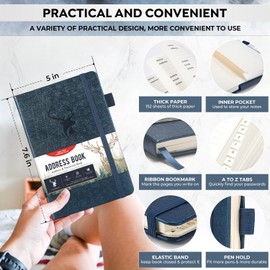 AISBUGUR Address Book with Alphabetical Tabs，Hardcover Small Passwordbook，Address Book Large Print for Phone Numbers，Internet Website Logins，AddressNotebook Journal for Home 5"*7.6"