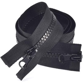 5PCS #5 36Inch Separating Large Plastic Zippers Black Tape with Double Pull Tab Slider Heavy Duty Zippers for Sewing, Sleeping Bag, Boat, Canvas, Cover, Trampoline, Dog Bed,Tent (36" 5pcs) 90cm