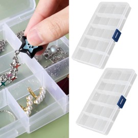 Luxiremi Organiser Box 2Pcs Small Craft Storage Boxes with Compartments Clear Plastic Storage Earring Storage Containers Jewellery Box Screw Box with Adjustable Dividers for Small Items Tools Travel