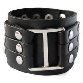 axy LAB1-10 Wide Series Leather Bracelet Real Leather Bracelet Surfer Bracelet Men, Leather