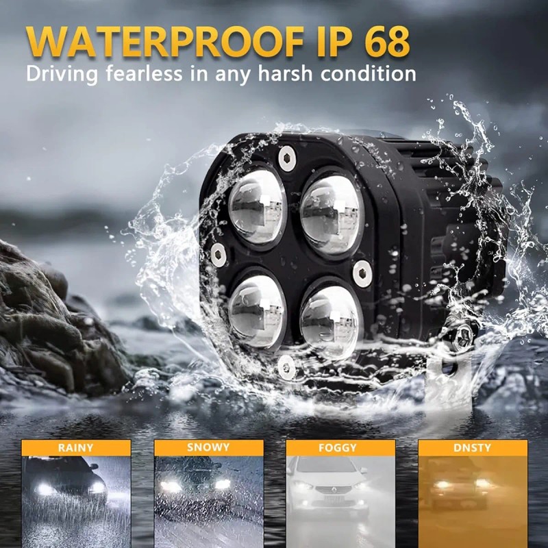 Par Faros De Lupa Led Luz Doble Color Para Moto