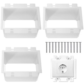 yeesport 3 Pcs Electrical Box Extenders, BE2 Electrical Outlet Box Extenders with 12 Screws, 2-Gang Electrical Power Box Extensions, Power Switch Receptacles Accessories, White