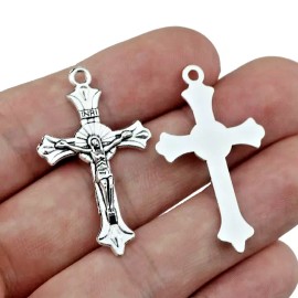 Fashion Jewelry JESUS FAITH CHRISTIAN CROSS Pendant on 925 Plated Sterling Silver 20" Necklace