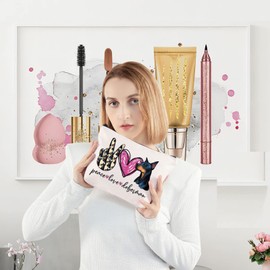 LEVLO Doberman Dog Cosmetic Make Up Bag Gift For Dog Lover Peace Love Doberman Make Up Zippper Pouch Bag For Dog Owner (Peace Doberman)