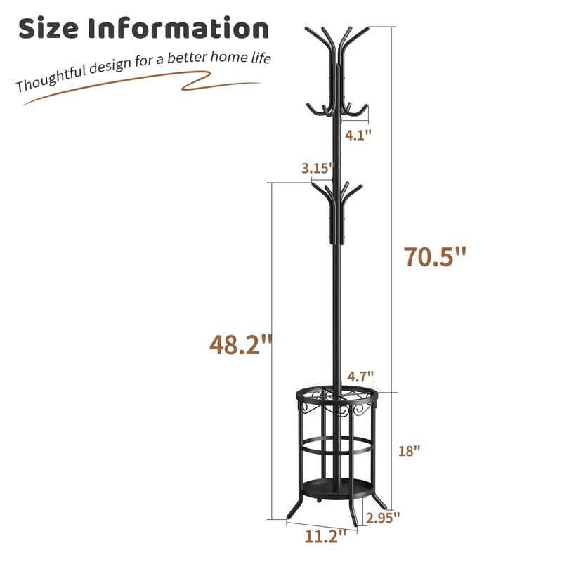 FILWH Coat Rack Freestanding with Umbrella Stand Coat Rack Stand
