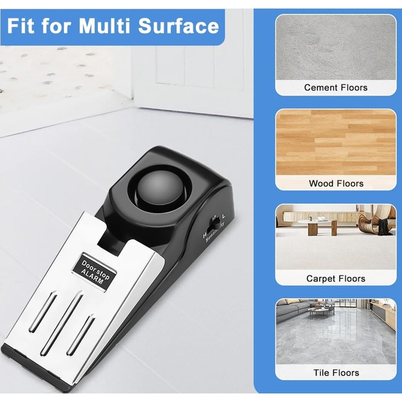Meichoon 4 Pack Alarm Door Stopper Wedge Jammers for Inside