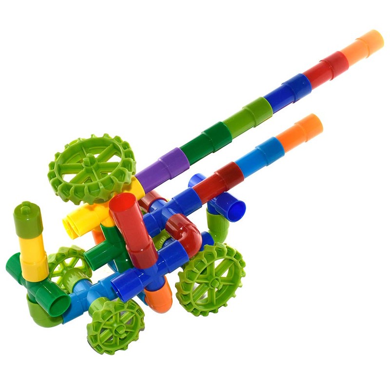 80 Pieces Toy Pipe, Tubular Spout Construction Building Blocks, Fun