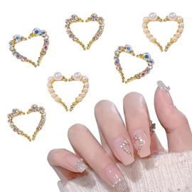 10Pcs Bow Nail Charms for Nail Art, 3D Silver Alloy Bowknot Nail Rhinestones with Pearls Design Cute Metal Crystal Nail Art Charms Valentinee Day Nail Supplies for Women DIY Nail Art Decoration