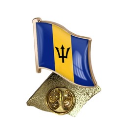 ZPDNURZL Barbados Flag Wave Shape Pin 1 Inch Back Butterfly Buckle or Cylinder Buckle Brooch Patriotic Badge (Butterfly Buckle, Blue Barbados)
