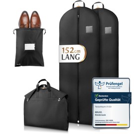 Bruce.® 2 x Premium Garment Bags, 152 x 60 cm, Optimised Material Thickness of 120 GSM, High-Quality Garment Cover for Suit and Dress, Breathable Suit Bag for Travel