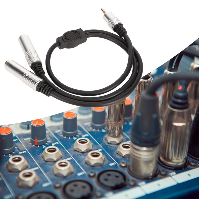 3.5mm to Dual 6.35mm Cable Male to Dual Female Plug