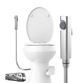 Terapaton RV Bidet Sprayer, RV Handheld Bidet with Water Hose & RV Fitting, Wall-Mount Toilet Sprayer for Motorhomes, Fifth Wheels, Trailers & Campers Toilet (Brushed)