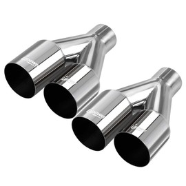 Upower Pair of Dual Exhaust Tips Staggered Single Wall 304 Stainless Steel for ID: 2.5 inch/OD: 3.5"/ Length: 10.25"