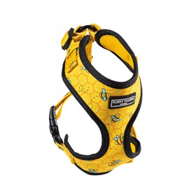 Fluffy Tailers Bee Pattern Yellow Dog Harness No Pull Adjustable Puppy Cat Honeycomb Design Vest Harness Small Dog Breathable Soft Padded Pet Chest Strap (Small)