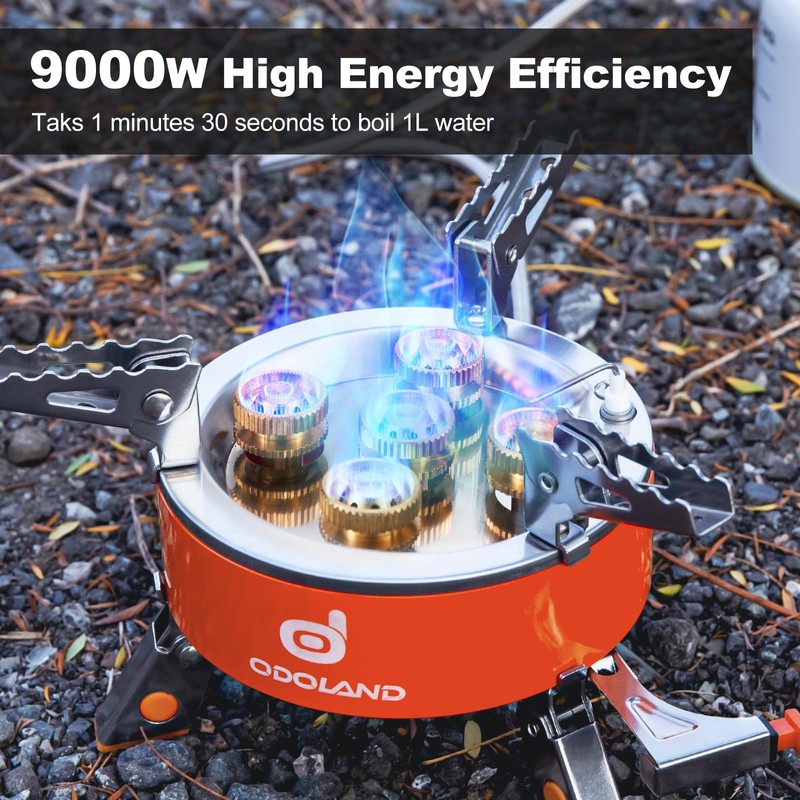 Odoland 9000W Portable Camping Stove Lightweight Camp Stove Collapsible Backpacking