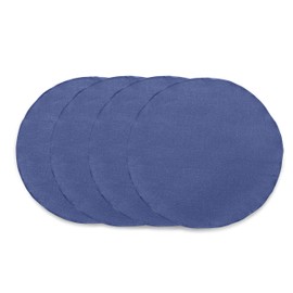 Solino Home Linen Round Placemats 15 Inch – 100% Pure Linen Vintage Blue Round Table mats Set of 4 – Handcrafted from European Flax and Machine Washable Fabric – Vesta