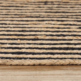 Superior Braided Jute Reversible Indoor Outdoor Area Rug Black 2' 6" x 12'