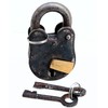Antique Style Rustic Cast Iron Padlock Heavy Duty Skeleton Key