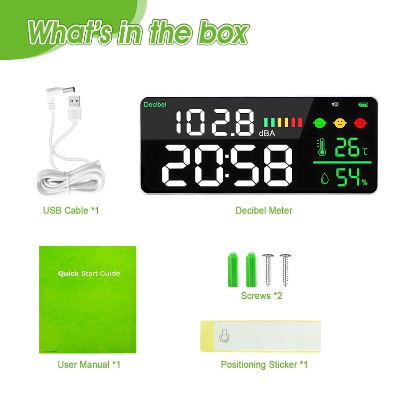 GOLDCHAMP GCEU-T4-DM165A-C Noise Meter Digital Decibel Sound Meter Temperature Meter