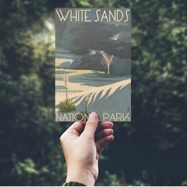 White Sands National Park, New Mexico, Lightning Storm (4x6 Birch Wood Postcards, 2-Pack Stationary, Rustic Home Wall Decor)