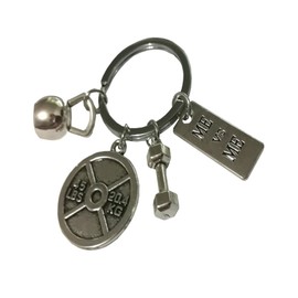 c Fitness Keychains with Quotes Weight Plate Dumbbell Kettlebell Charms Keyring