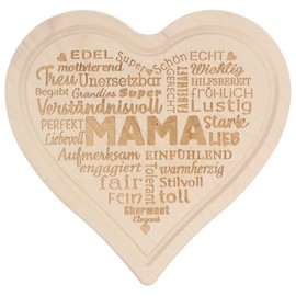 Spruchreif Breakfast Board in Heart Shape, Bread Board with Engraving, Wooden Board, Gifts for Parents, Gifts for Mum, Wooden Breakfast Board