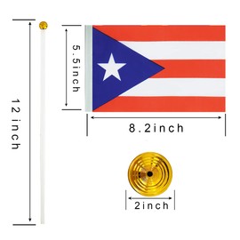WXTWK 12 Pack Puerto Rico Flag Puerto Rican Desk Flag Small Mini Puerto Rican Table Flags With Stand Base,Home Office Festival Events Celebration Decorations