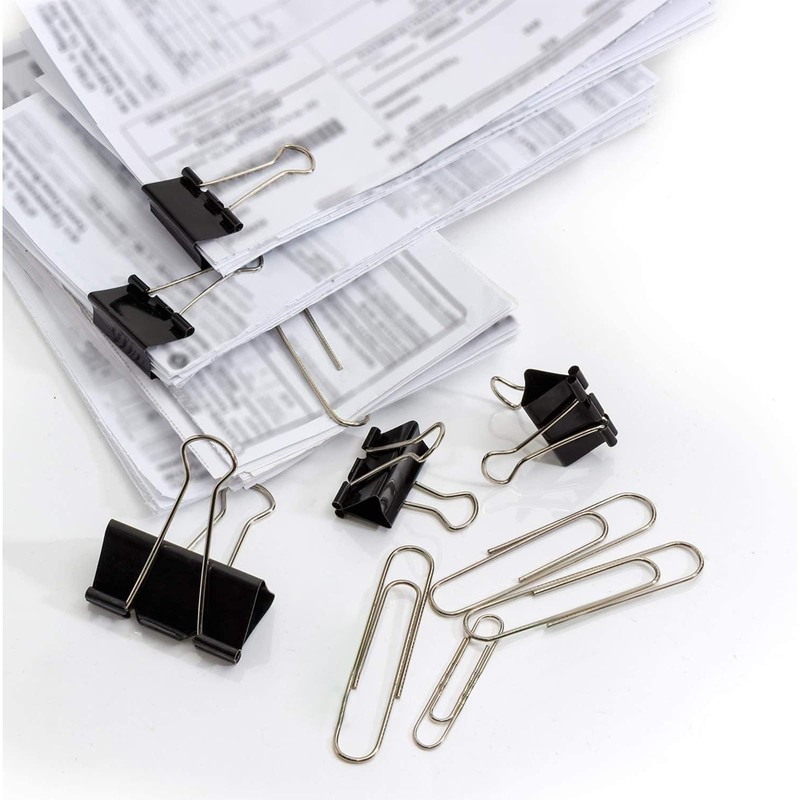 170 Pcs Binder Clips Assorted Sizes, Black Large, Medium, Small