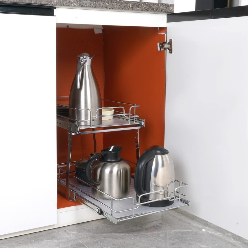 VEVOR Pull Out Cabinet Organizer, 14"Wx21"D Heavy 2 Tier Duty