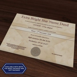 Extra Bright Star Package. Name a UK Visible Star by Star-Name-Registry