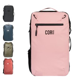 COR Surf Carry On Travel Laptop Backpack with Secret Passport Pockets | Daypack Business Weekender Luggage Backpack for Men and Women | The Island Hopper (28L, Pink)
