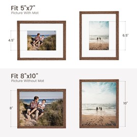 Heimlove 8x10 Picture Frame,Premium Solid Oak Wood Frames Mat for 5x7 Picture & Tempered Glass-8x10 frame for Wall Art Photo and Prints,Tabletop Display family picture-Walnut Color