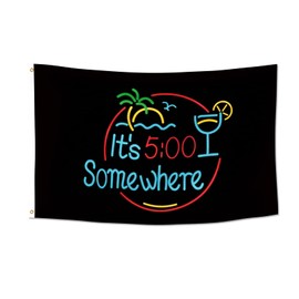 Bolcagob It's 5 O'Clock Somewhere Flag 4x6FT Double Printed Novelty Party Flag Banner Tapestry Dorm Room Home College Decor 2 Shiny Brass Grommets 100% Polyester (4x6FT)