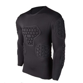 Jellybro Men's Padded Football Protective Gear Set Training Suit for Soccer Basketball Paintball Rib Protector (Black, X-Large)