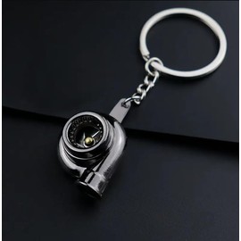 4Trails Turbo Car Keychain Auto Parts Keyring Lucky Turbocharger Gift for Driver Sliver (Gun Black)
