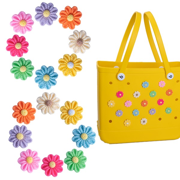 WTYONZEL 16Pcs Flower Charm Accessory for Bogg Bags and Simply
