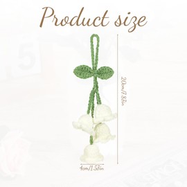 Crochet Flower Car Accessories, Crochet Orchid Car Decorations Handmade Crocheted Bell Orchid Pendant Cute Hanging Charm for Cars Keychain Bag Home Decor