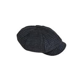 CB4 Accessories 8 Panel Black/Grey Check Baker Boy Peaky Cap - Large/X Large (59/60)