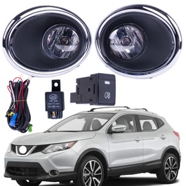Tiny Force One Set Fog Light Lamps Compatible With Nissan Rogue Sport 2017-2019 With Covers + Switch + Wiring Kit ‎Replaces 62256-6MA0A NI1039156 62257-6MA0A NI1038156 261508990B 261508993B