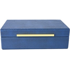 XIGEXIGE Navy Blue Shagreen box Faux Leather Decorative Box,Keepsake And Memory Storage Small Decorative Boxes with Lids for Modern Home Decor Jewelry Box Organizer