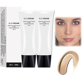 ANRUI CC Cream,Cc Cream Self Adjusting for Mature Skin Cream,Skin Tone Spf 43,Cc Only 30ml(natural color + ivory color), 1.05 Ounce (Pack of 2)