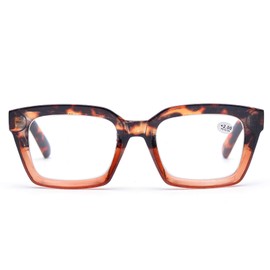 ZUVGEES Retro Style Square Reading Glass Big Eyeglass Frames Large lens 50mm (Leopard, 1.75)